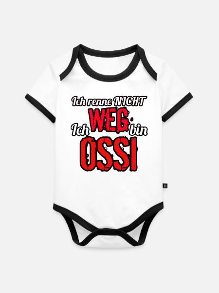 Ossi - Baby Bio-Kurzarm-Kontrastbody - Weiß/Schwarz