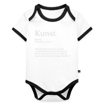 Kunst Definition - Baby Bio-Kurzarm-Kontrastbody - Weiß/Schwarz  - Vorne