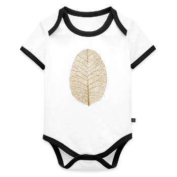 golden leaf - Organic Baby Contrasting Bodysuit - white/black  - Front