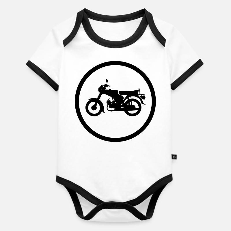 Simosn S51 - Body Bébé bio contrasté manches courtes - blanc/noir 