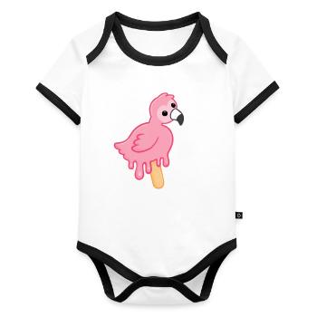 Flamingo Popsicle - Organic Baby Contrasting Bodysuit - white/black  - Front