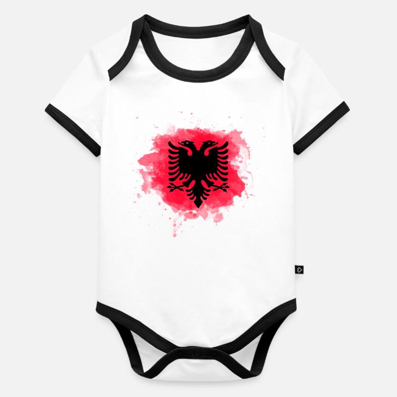 Albanian eagle - Organic Baby Contrasting Bodysuit - white/black
