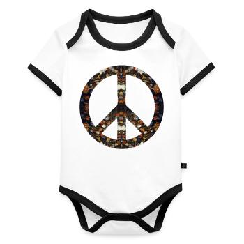 Peace sign peace movement peace symbol icon - Organic Baby Contrasting Bodysuit - white/black  - Front