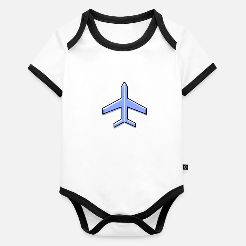 Avion - Body Bébé bio contrasté manches courtes - blanc/noir