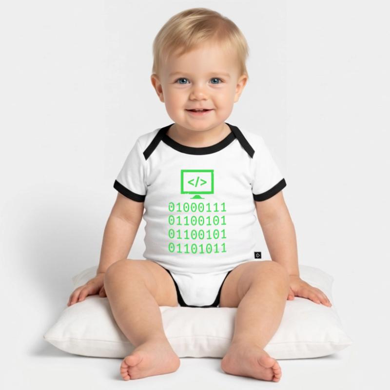 Cadeau de programmation de codage de code binaire Body Bébé bio contrasté manches courtes