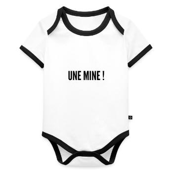 Une mine ! - Body Bébé bio contrasté manches courtes - blanc/noir  - Devant