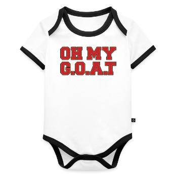 OH MY GOAT AMERICAN FOOTBALL TB FAN CADEAU - Body Bébé bio contrasté manches courtes - blanc/noir  - Devant