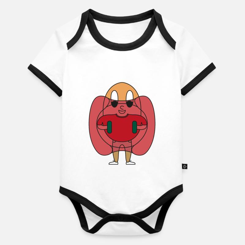 Bubble Ball Player Egg - Organic Baby Contrasting Bodysuit - white/black 