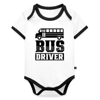 Bus chauffeur professionnel Bus conducteur Bus - Body Bébé bio contrasté manches courtes - blanc/noir  - Devant
