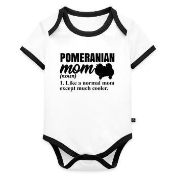Spitz Pomeranian Zwergspitz Chien - Body Bébé bio contrasté manches courtes - blanc/noir  - Devant
