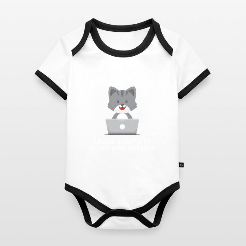 I Are Programmer Cat Softwareentwickler Coder Baby Bio-Kurzarm-Kontrastbody