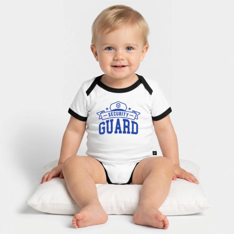 Security Security Security Security Guard Organic Baby Contrasting Bodysuit