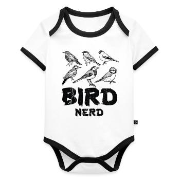 Bird Watching Nerd - Organic Baby Contrasting Bodysuit - white/black  - Front