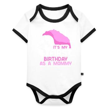 It's my first birthday as a mommy party - Organic Baby Contrasting Bodysuit - white/black  - Front