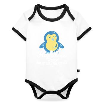 pingouin mignon ne peut pas voler - Body Bébé bio contrasté manches courtes - blanc/noir  - Devant