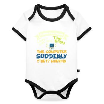 Computerprogrammierer Für Informationstechnologie - Baby Bio-Kurzarm-Kontrastbody - Weiß/Schwarz  - Vorne