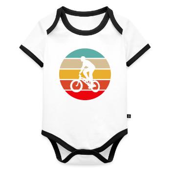 BMX retro - Baby Bio-Kurzarm-Kontrastbody - Weiß/Schwarz  - Vorne
