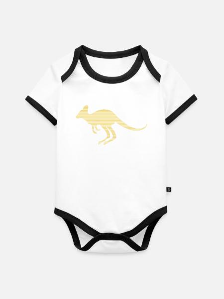 Känguru - Baby Bio-Kurzarm-Kontrastbody - Weiß/Schwarz