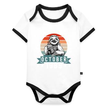 Legends Were Born In October 1989 Sloth Sloth - Organic Baby Contrasting Bodysuit - white/black  - Front
