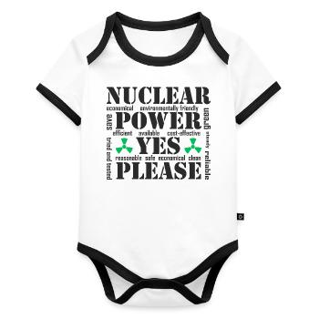 L’énergie nucléaire, oui s’il vous plaît, l’énergie nucléaire - Body Bébé bio contrasté manches courtes - blanc/noir  - Devant