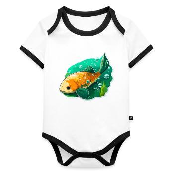 Carp for children - Organic Baby Contrasting Bodysuit - white/black  - Front