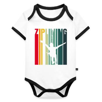 Ziplining Seilrutsche Zipline Sprüche Sport - Baby Bio-Kurzarm-Kontrastbody - Weiß/Schwarz  - Vorne