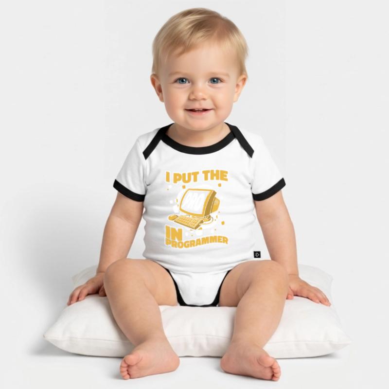J’ai mis le pro dans Programmeur Developer Coder Body Bébé bio contrasté manches courtes