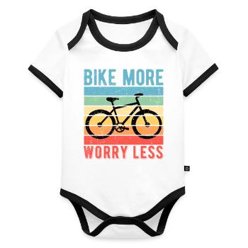 Vélo cycliste Vélo Plus de soucis Moins - Body Bébé bio contrasté manches courtes - blanc/noir  - Devant