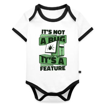 It's Not A Bug It's A Feature Developer Coder - Baby Bio-Kurzarm-Kontrastbody - Weiß/Schwarz  - Vorne