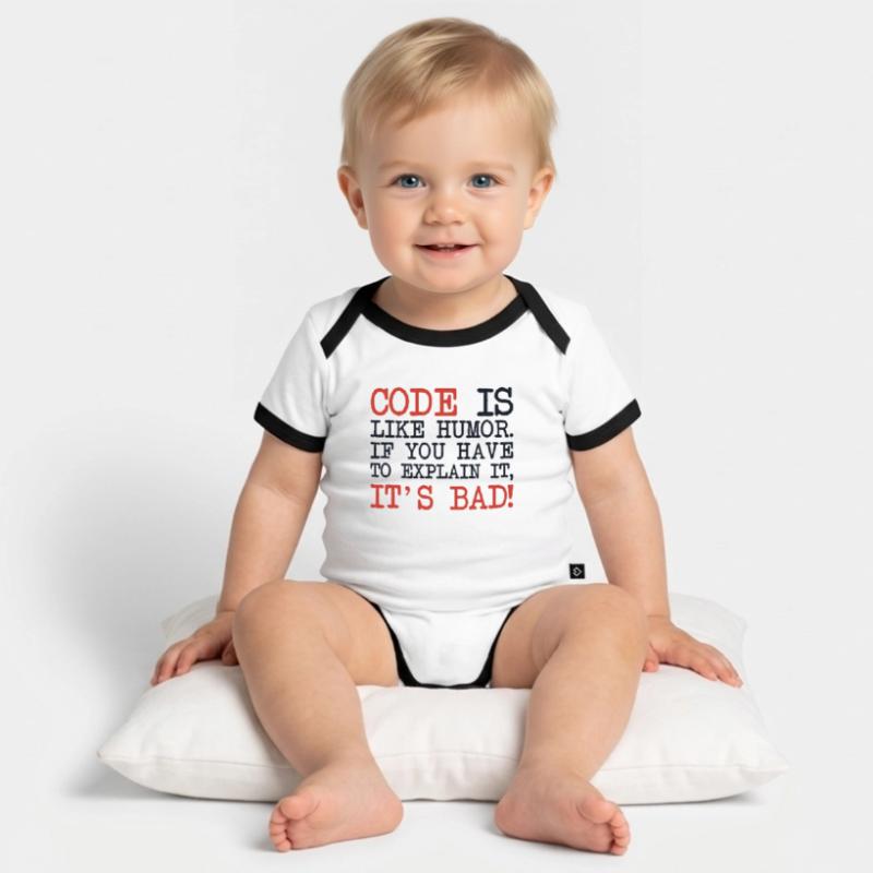 Code Explanation Developer Softwareentwickler Baby Bio-Kurzarm-Kontrastbody