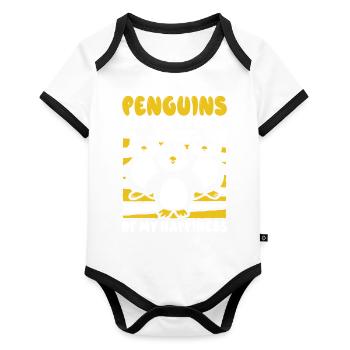 Les pingouins sont la source de mon bonheur Seabird - Body Bébé bio contrasté manches courtes - blanc/noir  - Devant