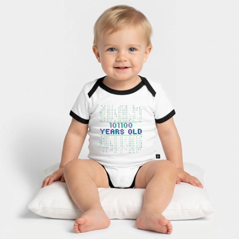 44e anniversaire 44 ans codeur de code binaire Body Bébé bio contrasté manches courtes