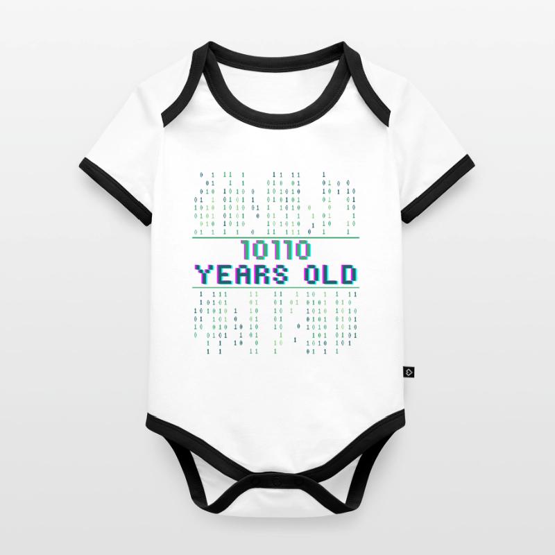 22nd birthday 22 years old Binary Code Coder Organic Baby Contrasting Bodysuit