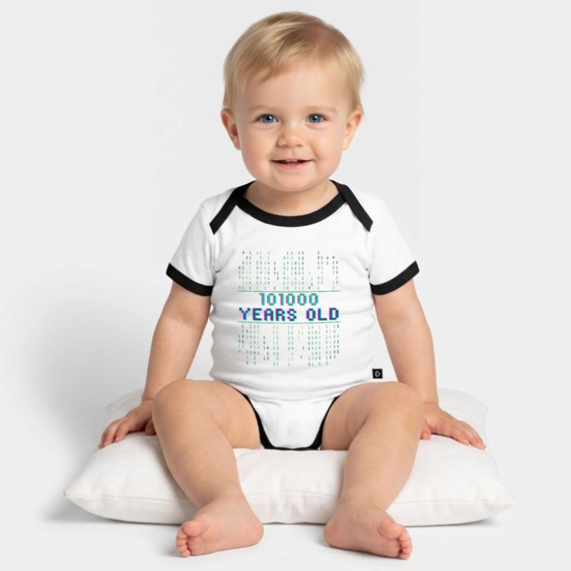 40th Birthday 40 Years Old Binary Code Computer Science Organic Baby Contrasting Bodysuit