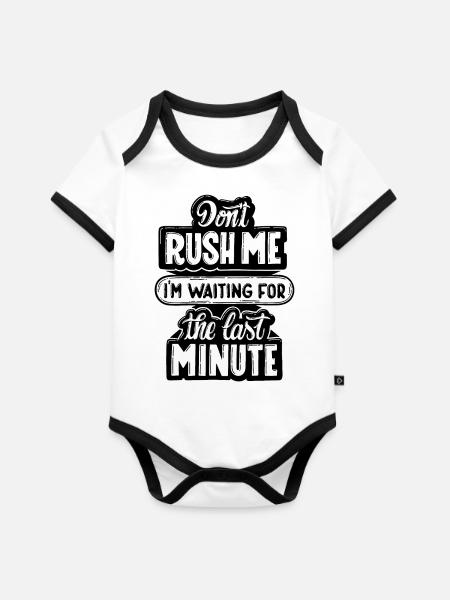 don't rush me - Baby Bio-Kurzarm-Kontrastbody - Weiß/Schwarz