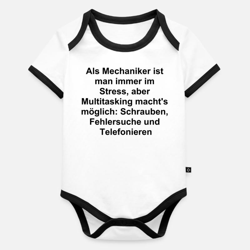 Multitasking Mechanic Gift - Organic Baby Contrasting Bodysuit - white/black 