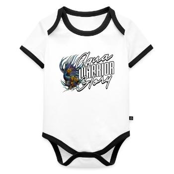 Kampffisch Kampffische Aqua Warrior Glory - Baby Bio-Kurzarm-Kontrastbody - Weiß/Schwarz  - Vorne