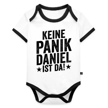 First name Daniel - Organic Baby Contrasting Bodysuit - white/black  - Front