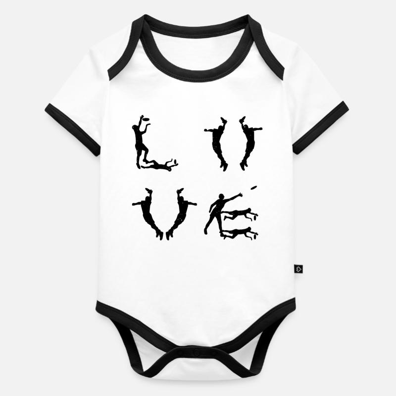 Love Disc Golf - Disc Golfer Disc Golfing - Baby Bio-Kurzarm-Kontrastbody - Weiß/Schwarz