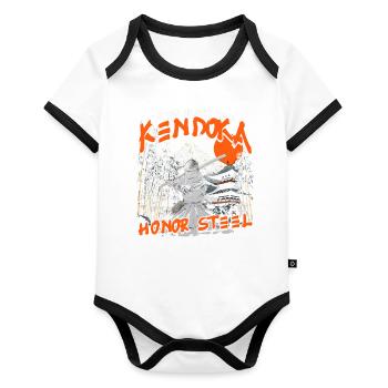 Kendo Japanese Martial Arts - Organic Baby Contrasting Bodysuit - white/black  - Front