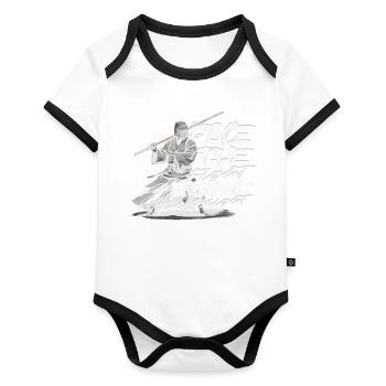 Kendo Japanese Martial Arts - Organic Baby Contrasting Bodysuit - white/black  - Front