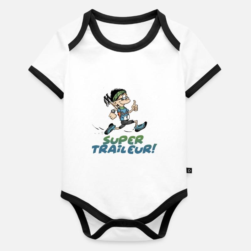 le trail running est un super ultra trail runner - Body Bébé bio contrasté manches courtes - blanc/noir 