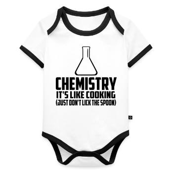 chimie c'est comme cuisiner citation drôle - Body Bébé bio contrasté manches courtes - blanc/noir  - Devant