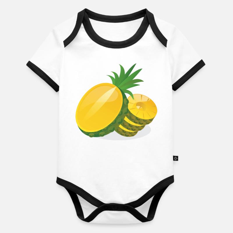 Ananas en tranches Body Bébé bio contrasté manches courtes