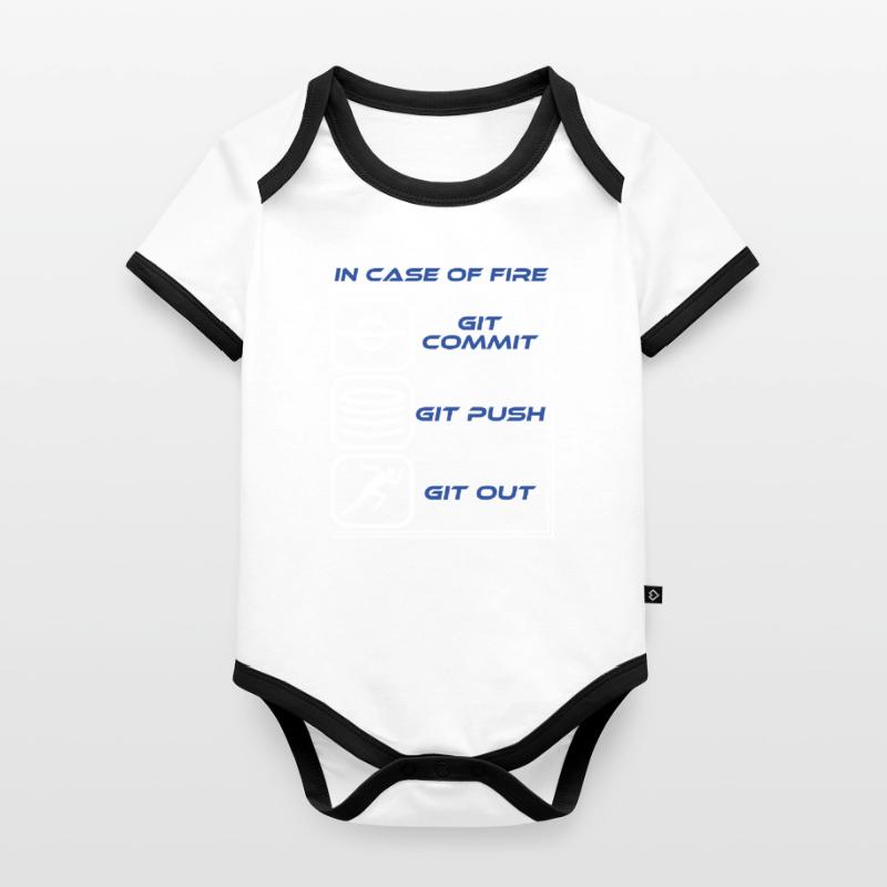 "Im Falle eines Feuers Git Commit Git Push Git Baby Bio-Kurzarm-Kontrastbody