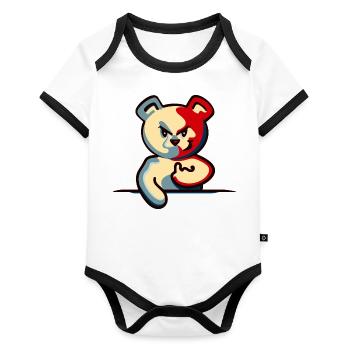 Teddy o Bär - Mir kann keener (teddy bear DDP) - Baby Bio-Kurzarm-Kontrastbody - Weiß/Schwarz  - Vorne