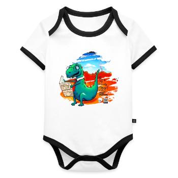 Autodidactolosaurus - Organic Baby Contrasting Bodysuit - white/black  - Front