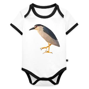 Hérons de nuit en polygone - Zattila Design - Body Bébé bio contrasté manches courtes - blanc/noir  - Devant