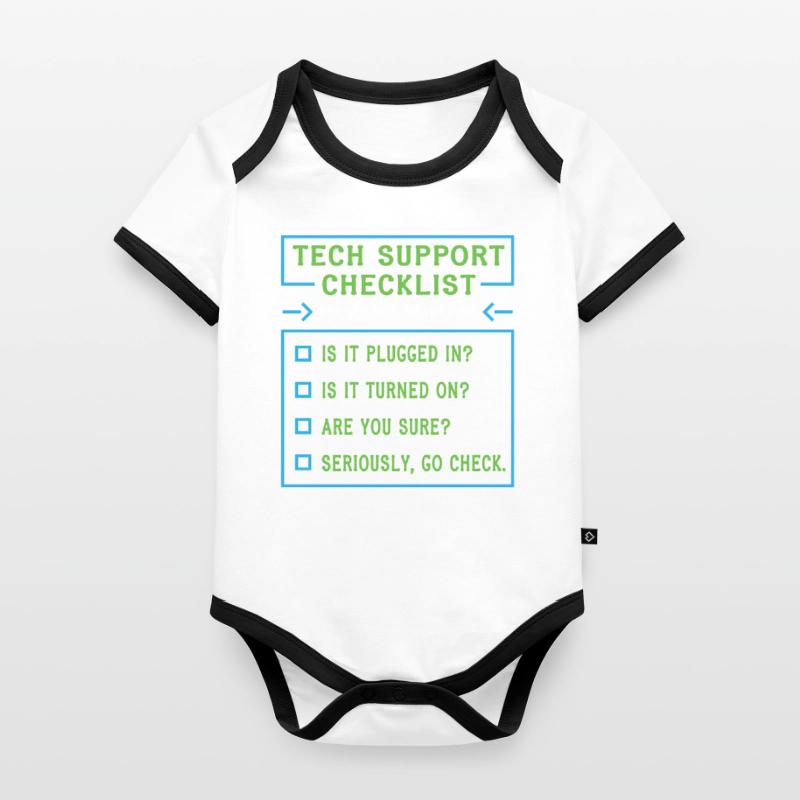 Tech Support Checklist Coding Shirt For Organic Baby Contrasting Bodysuit