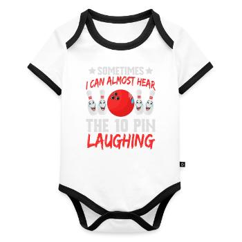 Chemise de bowling pour les quilleurs Conception - Body Bébé bio contrasté manches courtes - blanc/noir  - Devant